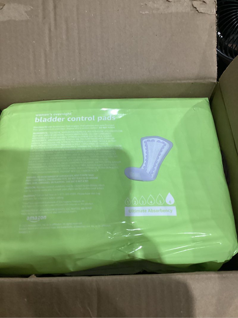 Condition photo showing Good Condition for Amazon Basics Incontinence Pads for Women, Bladder Control, Postpartum, Overnight Absorbency, Unscented, 60 Count (2 Packs of 30) Pack of 2 60.0