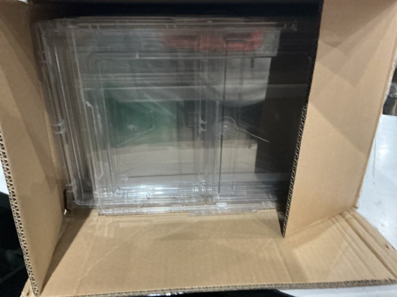 Condition photo showing Good Condition for 12 pack acrylic clear shoe boxes– ultra clear plastic stackable sneaker storage for sneakerhead. professional grade shoe display case with magnetic door .boots and hat organizer.fits us size 15