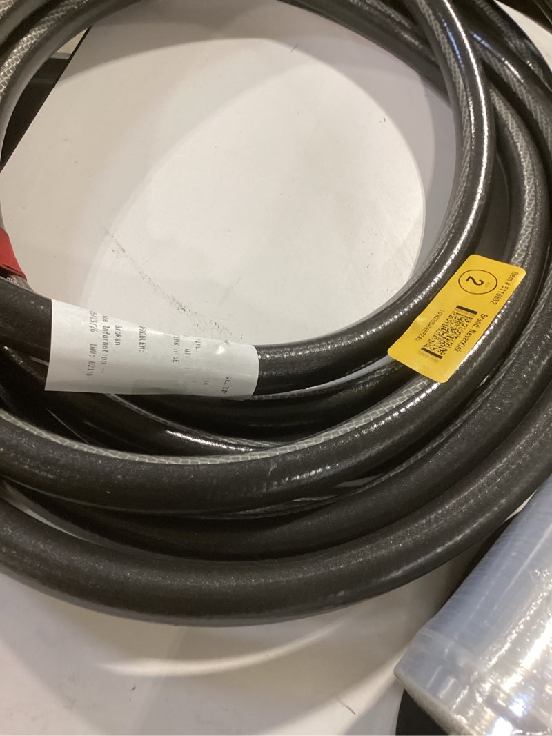 Condition photo showing As Is for neverkink teknor apex 5/8-in x 100-ft heavy-duty kink free vinyl gray coiled hose