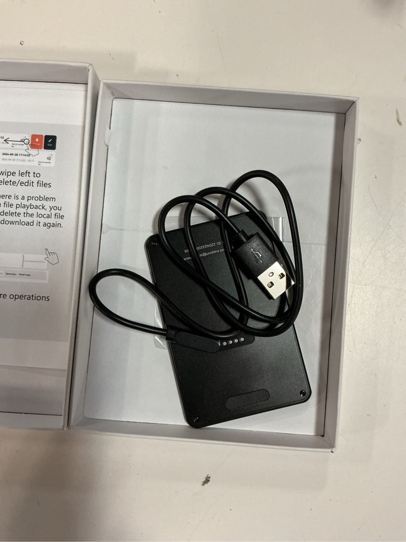 Condition photo showing As Is for ai voice recorder, audio activated recorder with playback, app control, transcribe & summarize with ai technology, 190 languages, 64gb memory, suitable for lectures, learning, meetings, calls