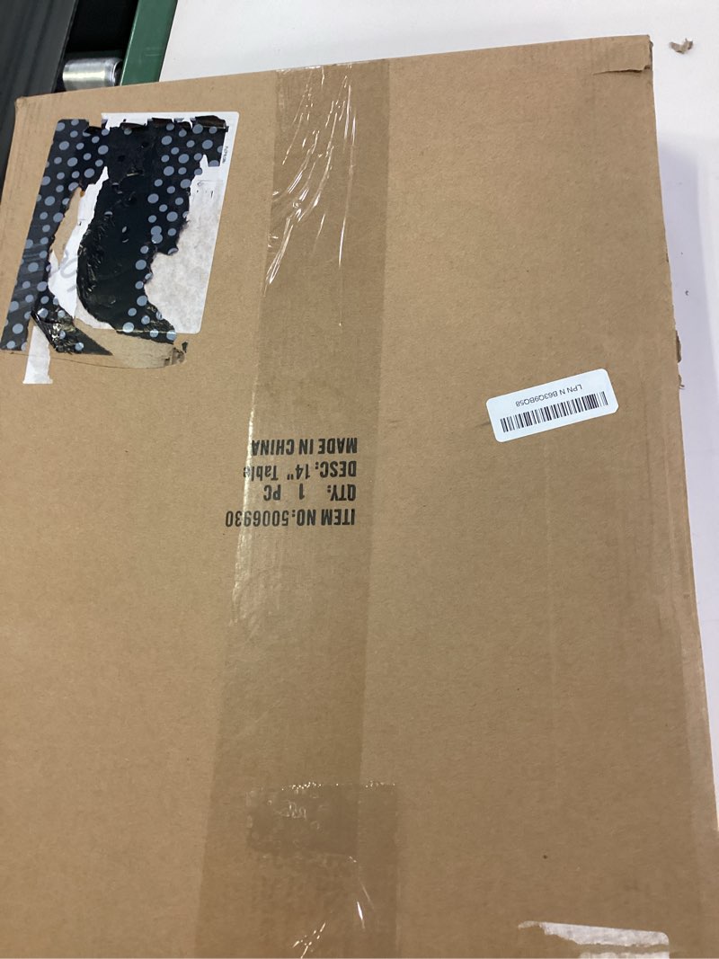 Condition photo showing New/Like New for mumtop side patio tables-mosaic outdoor side table - 14’’ blue and transparency leaf glass accent round endtable, plant stand indoor small coffeetable for garden or living room decor blue leaf