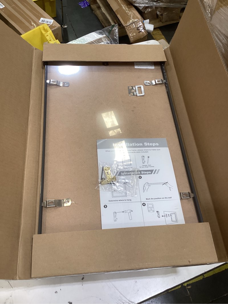 Condition photo showing New/Like New for 11x20 aluminum metal picture frame,tempered glass black photo frame 11x20 for family photo,posters,art,document to wall mount horizontally or vertically 11x20 black