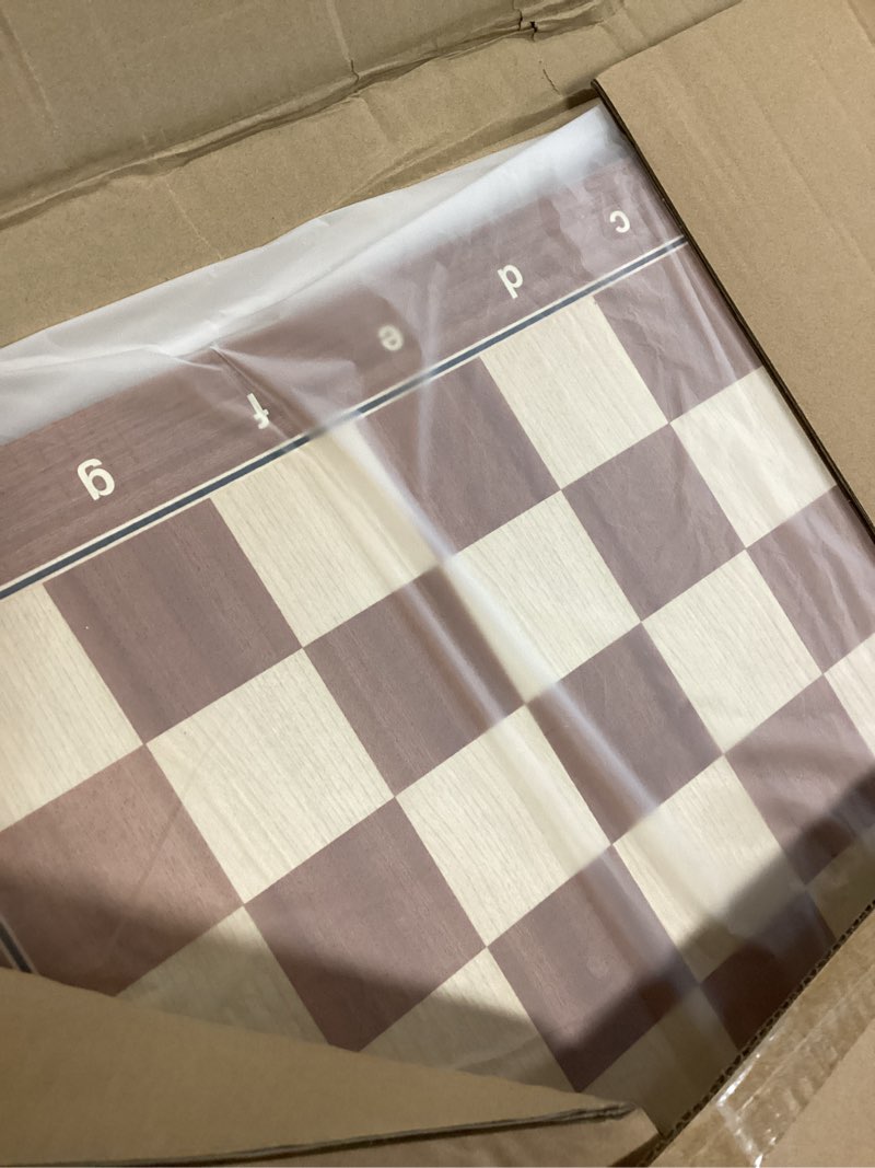 Condition photo showing New/Like New for a&a 21.25" professional wooden tournament chess board/mahogany & maple inlaid / 2.25" squares w/nota
