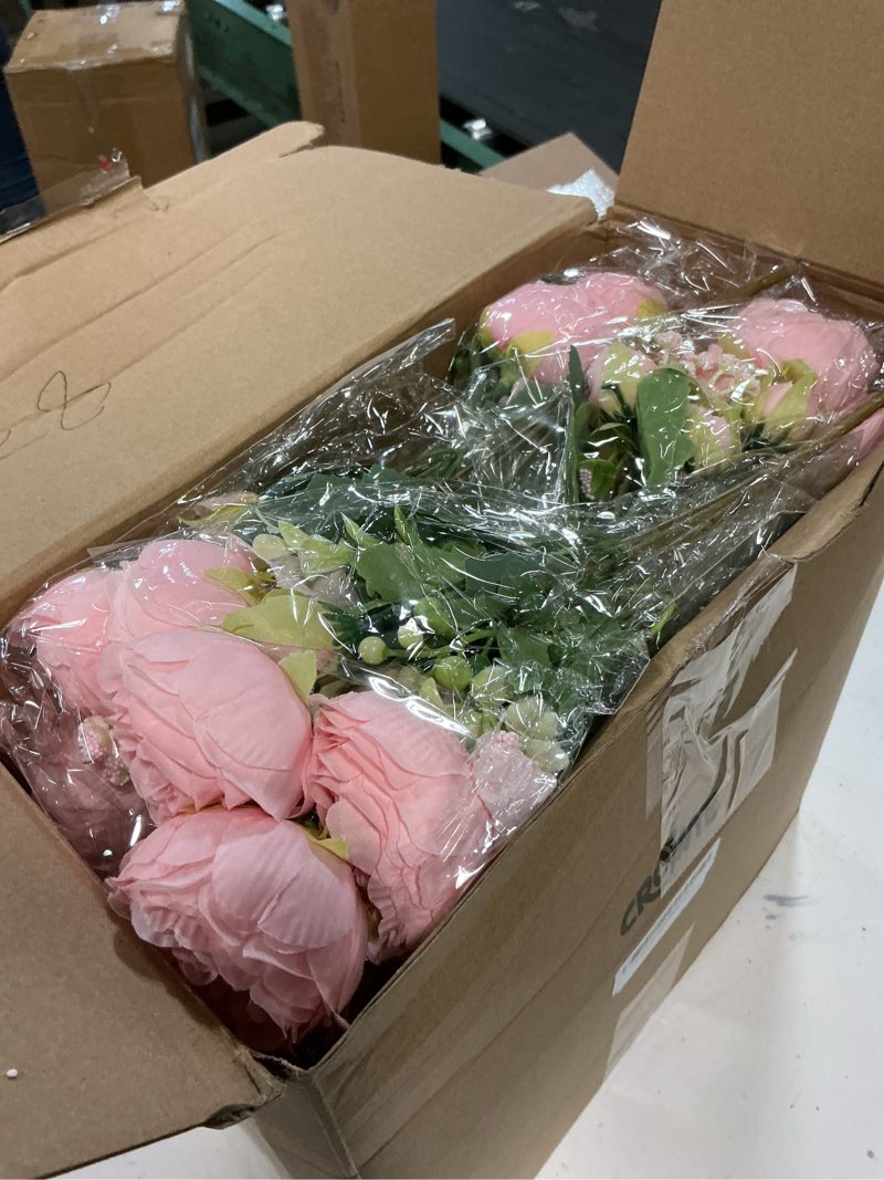 Condition photo showing Good Condition for crowye 16 bundles artificial peonies realistic flowers with stems bouquet peonies for table centerpieces wedding decoration bridal floral arrangement (light pink) light pink 16