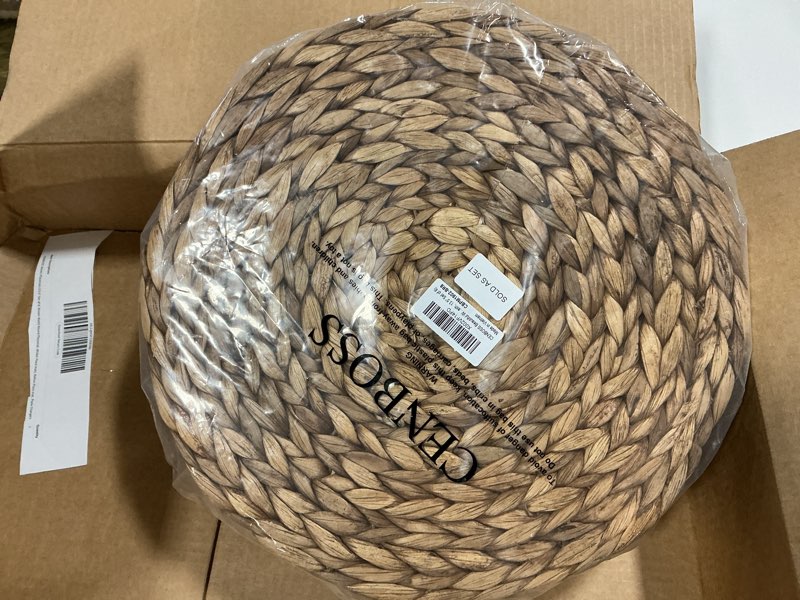 Condition photo showing Good Condition for cenboss woven placemats (13.5" set of 8, brown wash) round placemat, wicker place mats, rattan place mat, plate chargers 13.5 inch 8