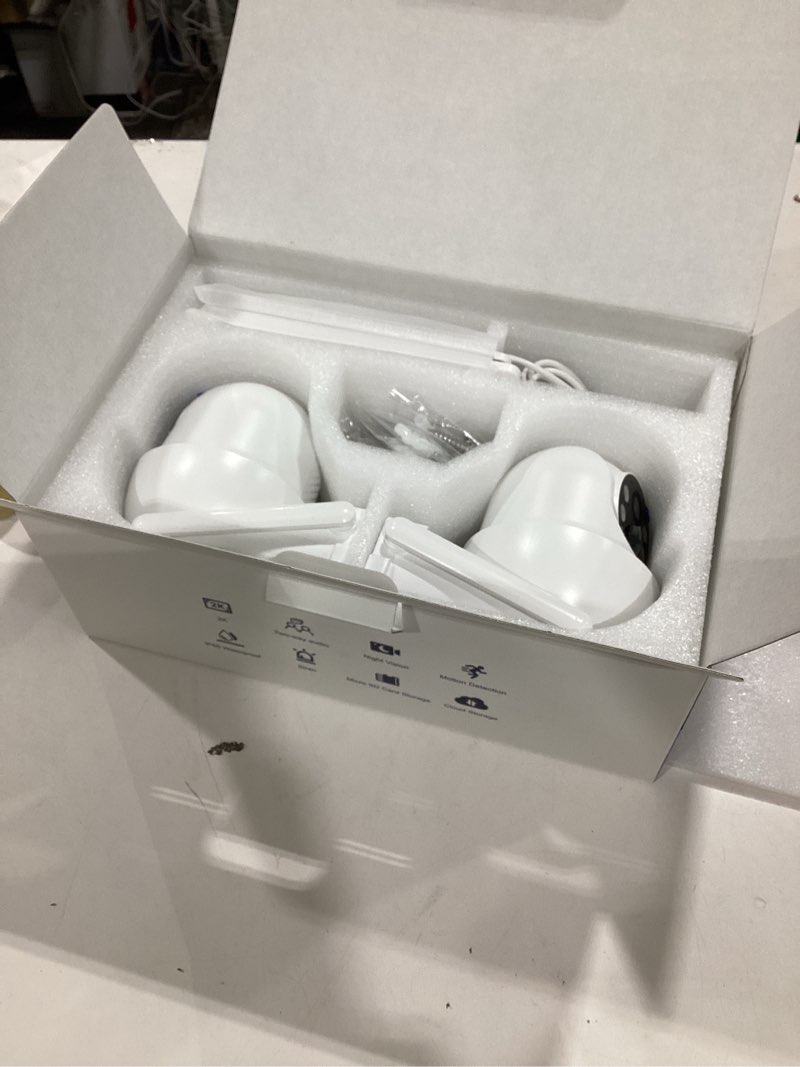 Condition photo showing New/Like New for solar security cameras wireless outdoor, 4mp 360° view battery powered outdoor camera, night vision with spotlight, 2-way audio, pir motion sensor, 2.4g/5g dual band wifi (2 pack)
