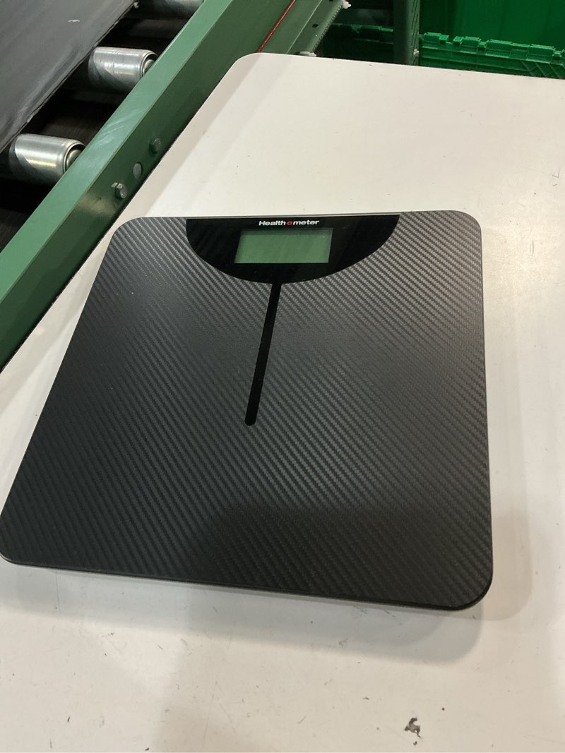 Condition photo showing As Is for health o meter lcd carbon fiber digital body weight scale, 400lb capacity
