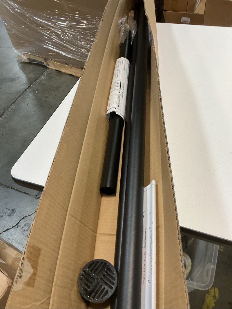 Condition photo showing As Is for Tension Curtain Rod by EZFurni, 82 to 123 Inch Adjustable, No Drill Curtain Rods for Windows, Heavy Duty Tension Rod for Window Treatment, Room Divider with Blackout Curtains, Renter Friendly, Black black 82-123