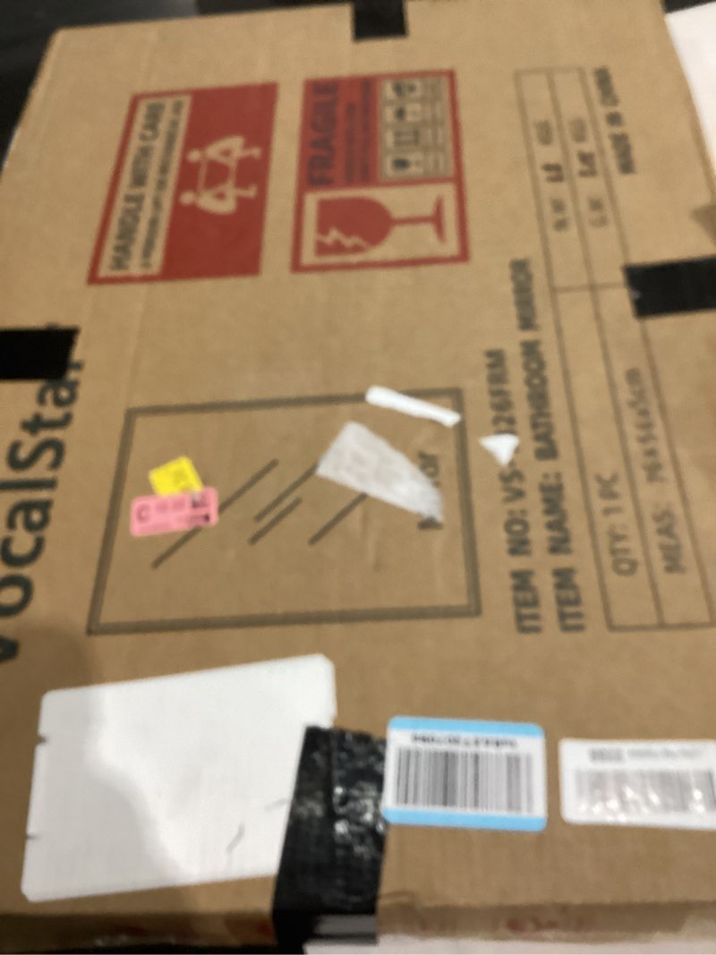 Condition photo showing Good Condition for VocalStar Frameless Bathroom Mirror, 18" x 26" Rectangle Wall Mirror with Beveled Edge, Modern Decorative Vanity Mirrored for Living Room, Entryway, Bedroom | 1/4-Inch Shatterproof Glass Rectangle 18"L x 26"W