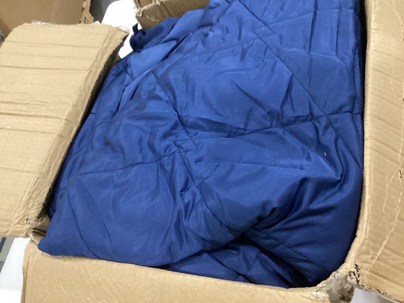 Condition photo showing As Is for l'agraty king size weighted blanket for adults 30lbs, 88"x104" — cooling breathable heavy blanket with glass beads for sleeping perfect hot sleepers & couples machine washable all-season navy blue navy blue 88" x 104"?30lbs