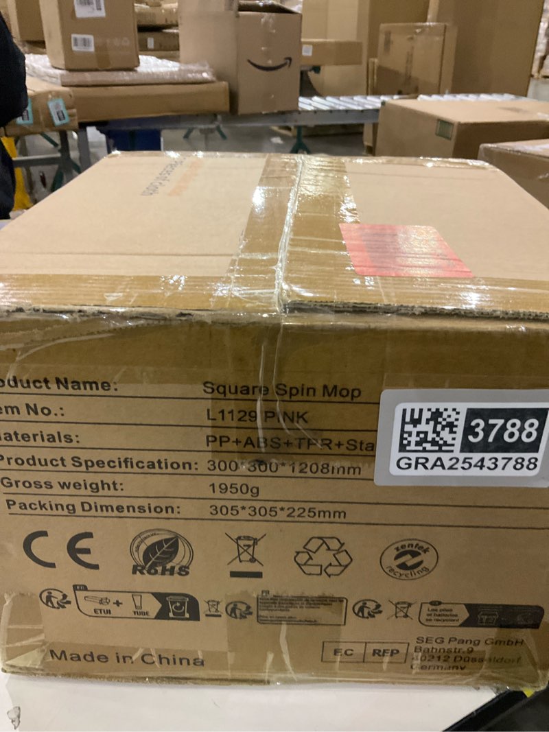 Condition photo showing New/Like New for KZKR Square Spin Mop and Bucket Set with Self Separation Dirty and Clean Water System, Self Wringing 360° Rotating Mops Head with 2 Replaceable Microfiber Pads for Home Floors Cleaning Pink 1.0 mop bucket set with 2 pads