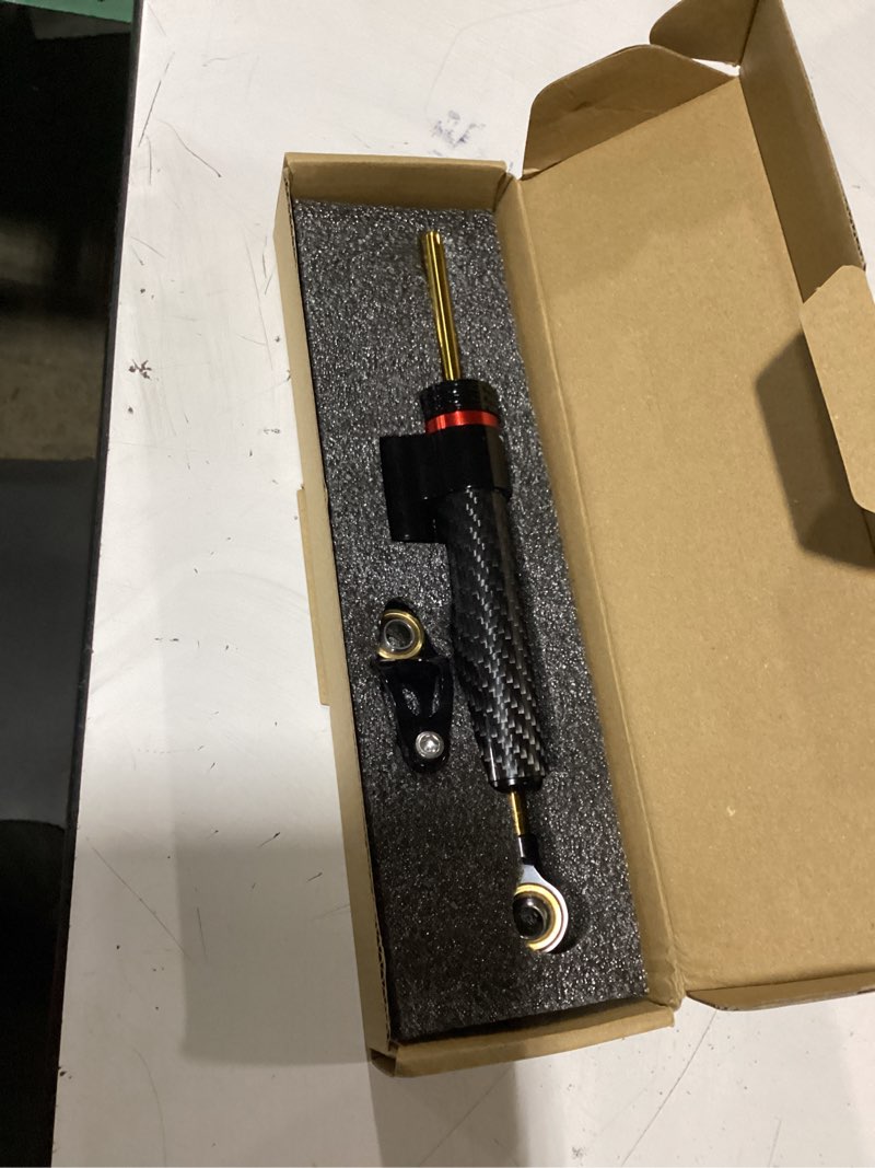Condition photo showing New/Like New for motorcycle steering damper adjustable damper universal steering stabilizer for street bike safety control aluminum carbon fiber (carbon fiber, 10") carbon fiber 10"