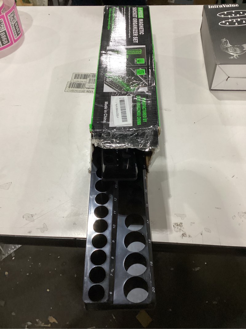 Condition photo showing New/Like New for SWANLAKE 4-Piece Magnetic Socket Organizer Set, Metric & SAE Socket Holder Set Includes 1/4", 3/8" Drive Sockets Trays, Magnetic Sockets Organizer for Tool Box Drawer 4PCS Green/Black