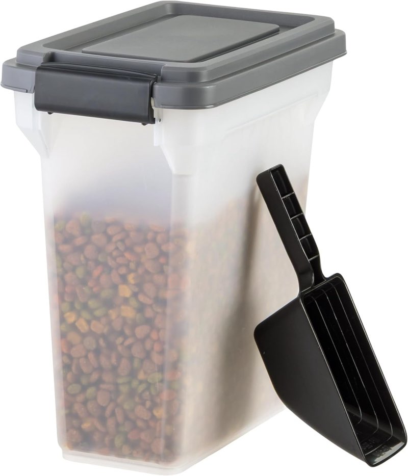 IRIS USA Dog Food Storage Container, Airtight Lid, 2-Cup Scoop, Up to 13 Pounds Pet Food Storage, Ve