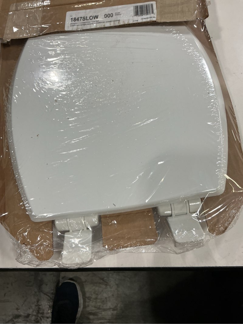 Condition photo showing New/Like New for mayfair cassel slow close toilet seat, easy clean, non slip premium wood seat, easy install, made in usa, elongated, white elongated 1 - toilet seat