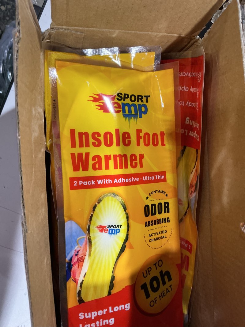 Condition photo showing Good Condition for insole foot warmers - up to 10 hours of heat, easily apply with adhesive - ultra thin, easy, all natural - air activated, odorless hot insole warmers - sport temp 20 pairs