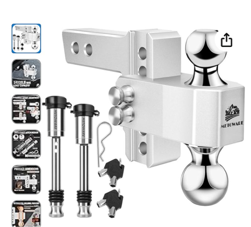 IFOKA Adjustable Trailer Hitch, Fit 2-Inch Receiver, 4-Inch Drop Hitch, Forged Aluminum Shank Tow Hi