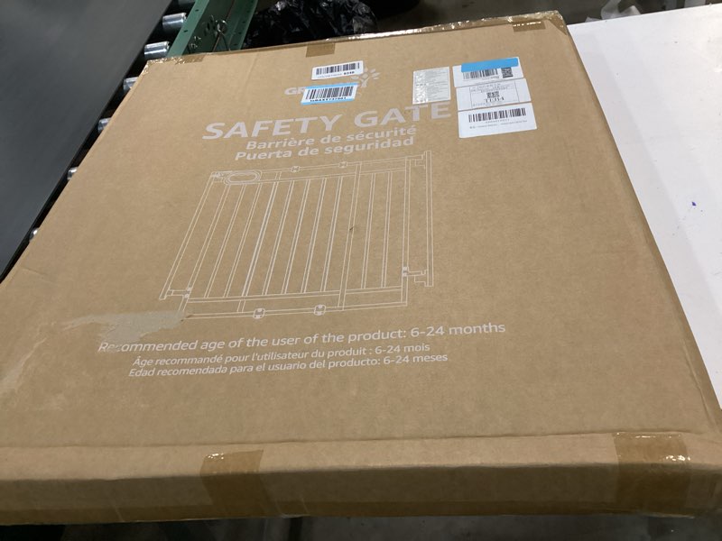 Condition photo showing New/Like New for Grownsy Baby Gate for Stairs- No Bottom Bar, 29.8” to 43.5” for Child and Pet, Dog Gate with Auto-Close & One-Hand Operation, Hardware-Mounted (Drill Needed) Installation for Doorways and Indoor Use White Adjustable Width 29.8"-43.5"