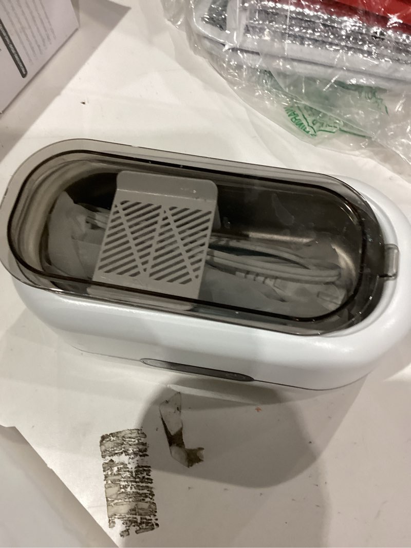 Condition photo showing As Is for Ultrasonic Jewelry Cleaner, 48KHz Ultrasonic Cleaner Machine for Jewelry, Eyeglasses, Rings, Watch Strap, Dentures-Dual Cleaning Modes, 304 Stainless Steel Tank White