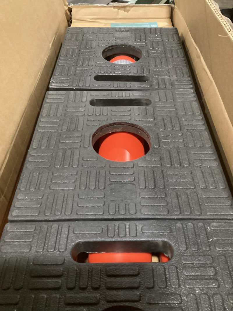 Condition photo showing As Is for BATTIFE 3 Pack 42 Inch Orange Traffic Delineator Posts with Reflective Collars and Base, Safety Cones for Construction Zones and Driving Practice 42 inch Orange 3