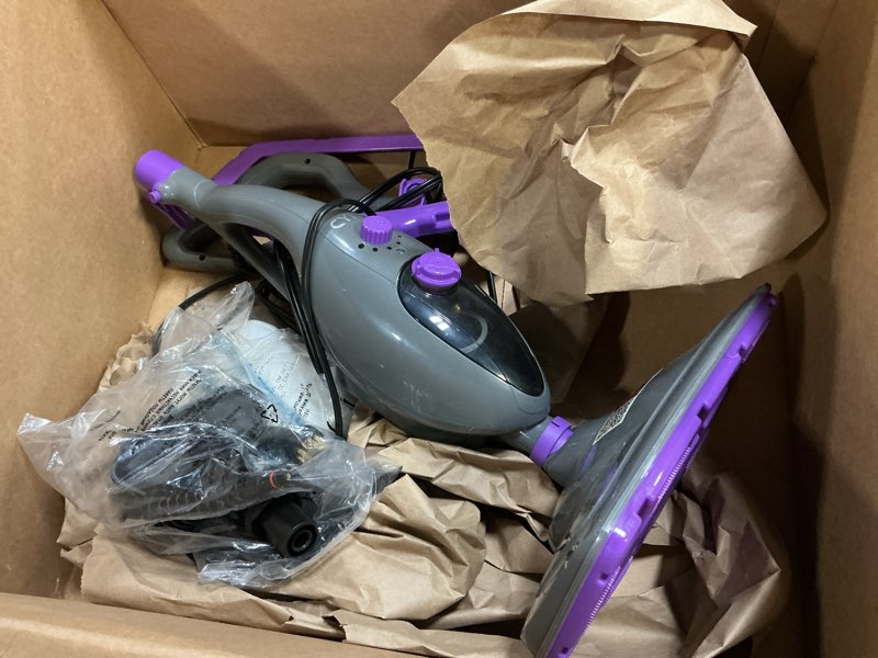Condition photo showing As Is for cyk steam mops for floor cleaning, 12 in 1 handheld steam cleaner for home, floor steamer for hardwood floors and tile (purple-grey)