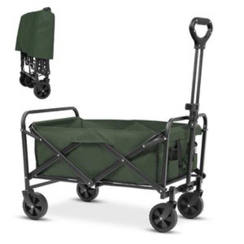 Wagons Carts Foldable,Collapsible Folding Outdoor Utility Wagon for Outdoor,Sports,Garden,Camping,and Shopping,Heavy Duty,Large Capacity(Green).