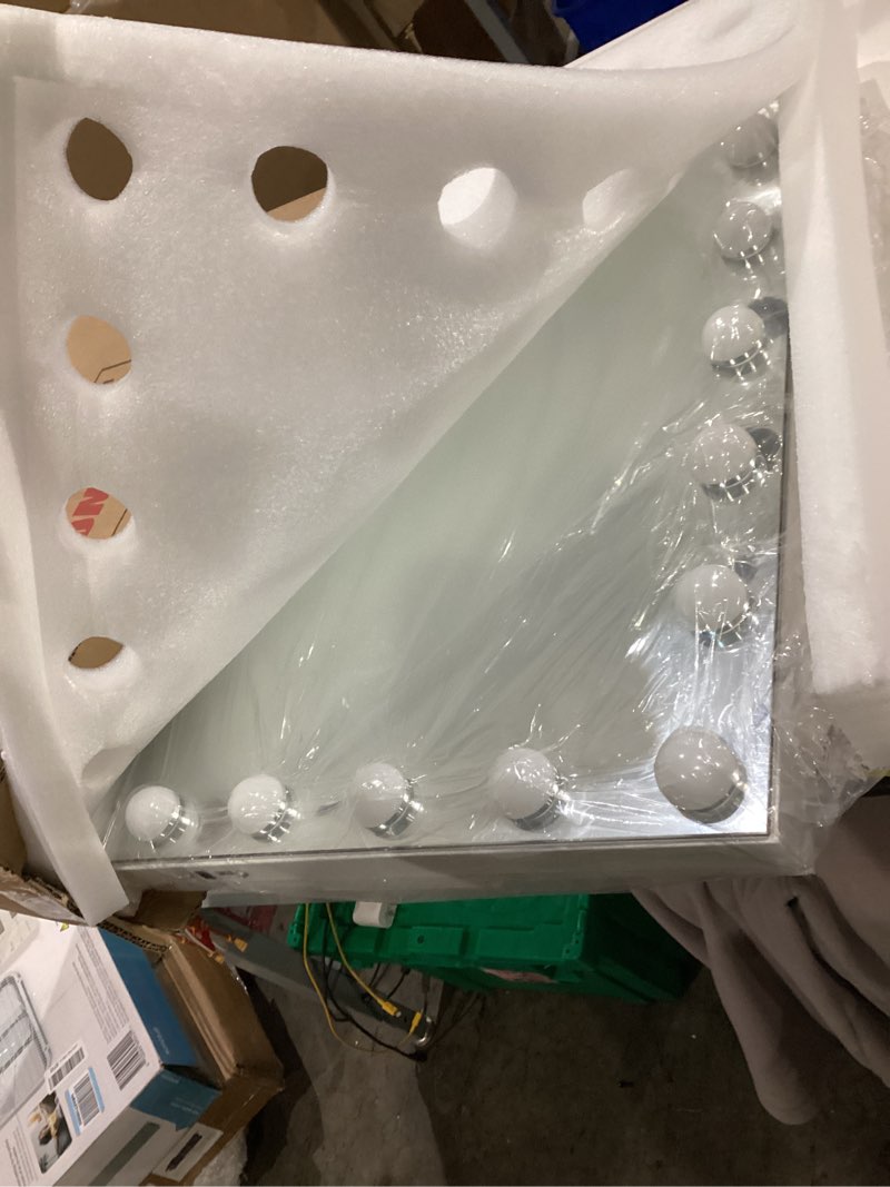 Condition photo showing Good Condition for Vanity Mirror with Lights Lighted Makeup Mirror with 15 Dimmable LED Bulbs,3 Color Lighting Modes,USB Charging Port Touch Control,Sturdy Metal Frame Design 24x18 Inch,White White 22.8"L x 18"W