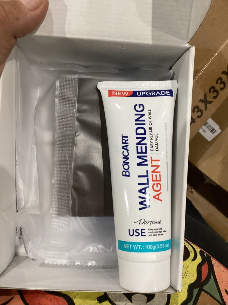 Condition photo showing Good Condition for boncart wall spackle & drywall repair patch kit with mending agent putty, repair paste plaster, scraper & sanding sponge for wall crack/nail hole 1pack & wall patch