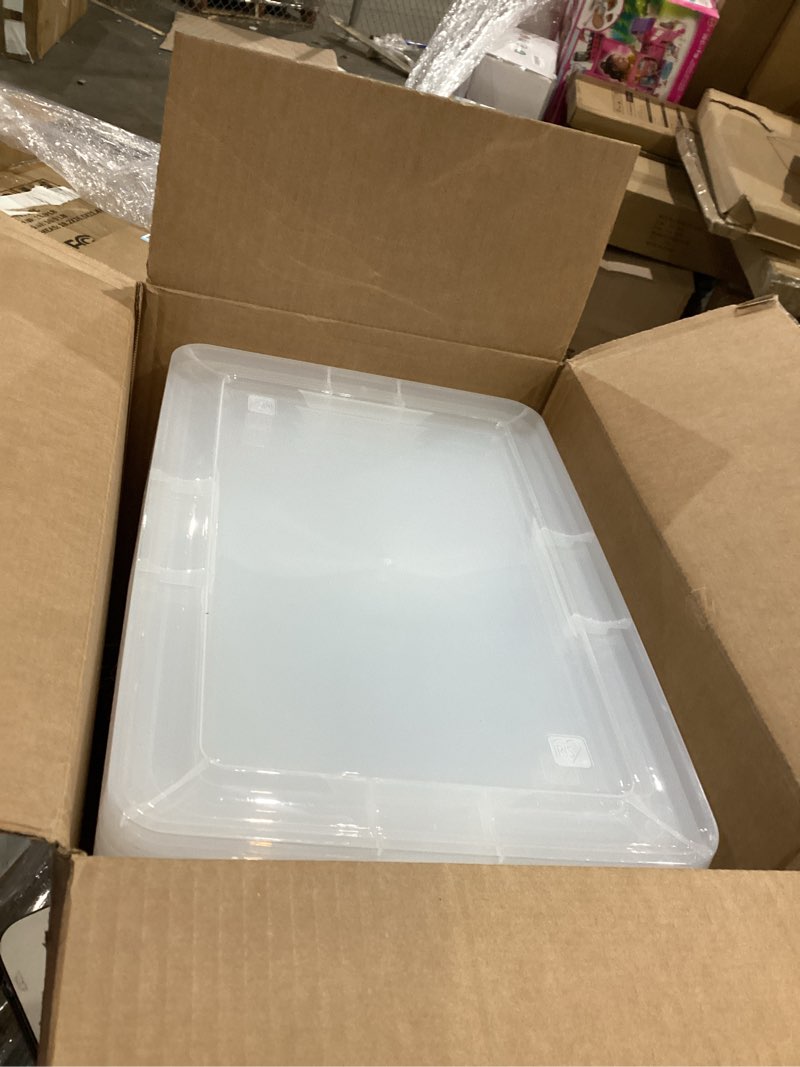 Condition photo showing Good Condition for iris usa 12-pack storage bins with lids, 15 quart, shoe boxes clear stackable containers organize shoes closet shelves, organization teacher tools, game storage - bpa-free plastic 15 qt. - 12 pack