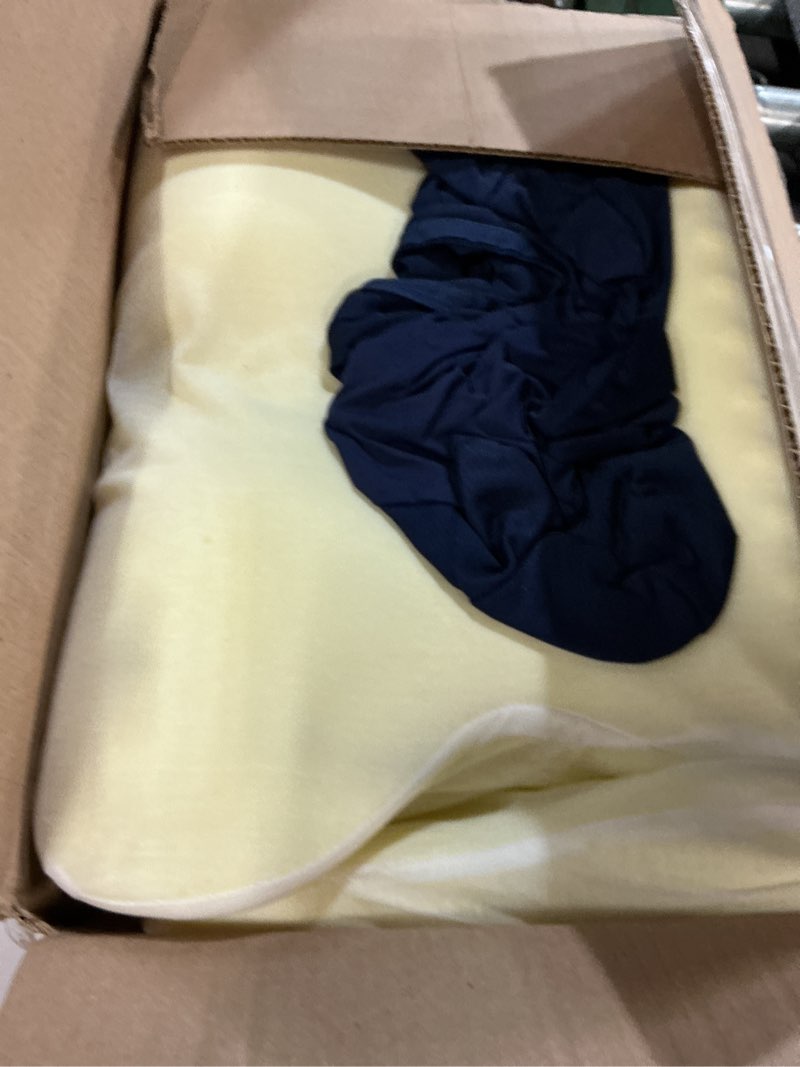 Condition photo showing As Is for Cervical Pillow for Neck Pain Relief - Cooling Ergonomic Dual-Sided Orthopedic Neck Pillow with Ice Silk Pillowcase, Breathable Memory Foam Contour Pillow for Side, Back, Stomach Sleepers Dark Blue Queen Size 25.2"Lx15.35"Wx5.12"H