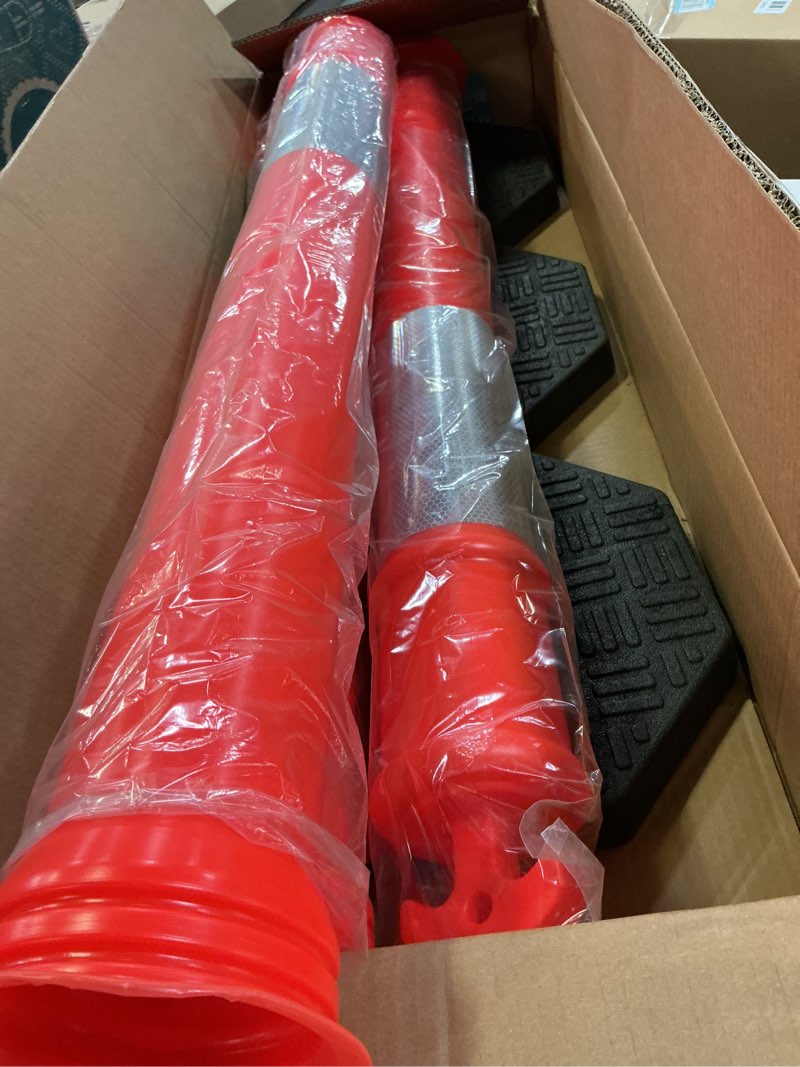 Condition photo showing New/Like New for BATTIFE 45" Delineator Post with Base, Orange Traffic Delineator Cones with Reflective Collar for Driving Practice, Construction Work (3 Pack) 45 inch Orange 3