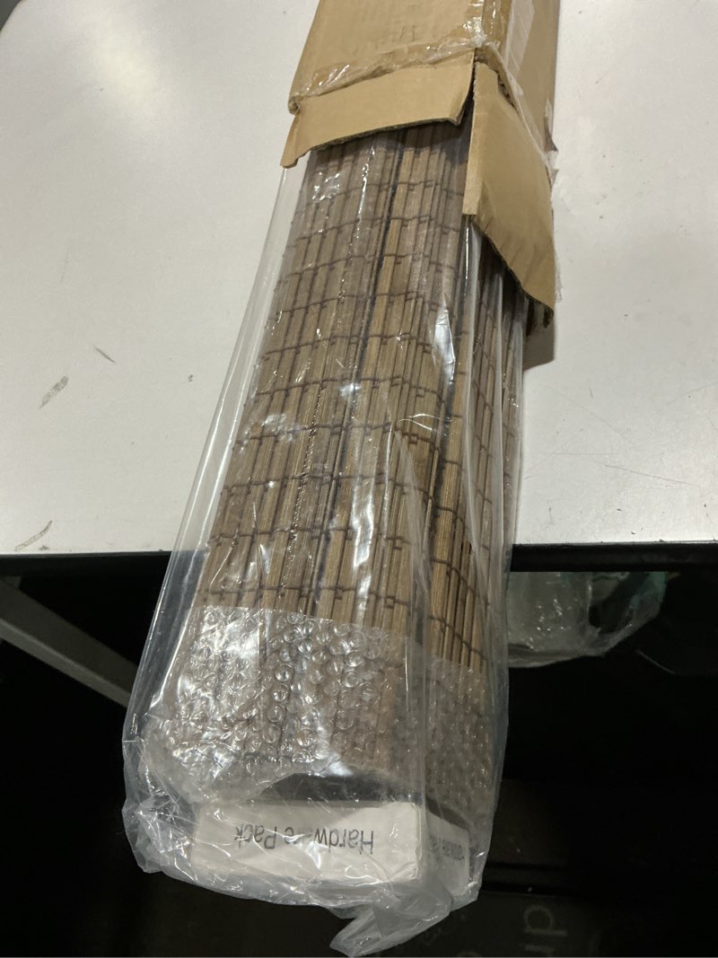 Condition photo showing Good Condition for LazBlinds Cordless Bamboo Roman Shades, Privacy Blinds for Interior Windows, Room Darkening Roll Up Bamboo Blinds for Home & Patio, 35" W x 64" H, Highfield Teak Pricacy - Highfield Teak 35" W x 64" H