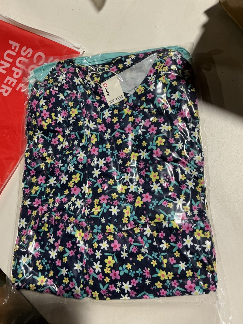 Condition photo showing New/Like New for PATPAT Toddler Girl Floral Skater Multipack Dresses 3-Pack Polka Dots Short Sleeve Priness A-line Dress Dark Pink Floral 3-4T