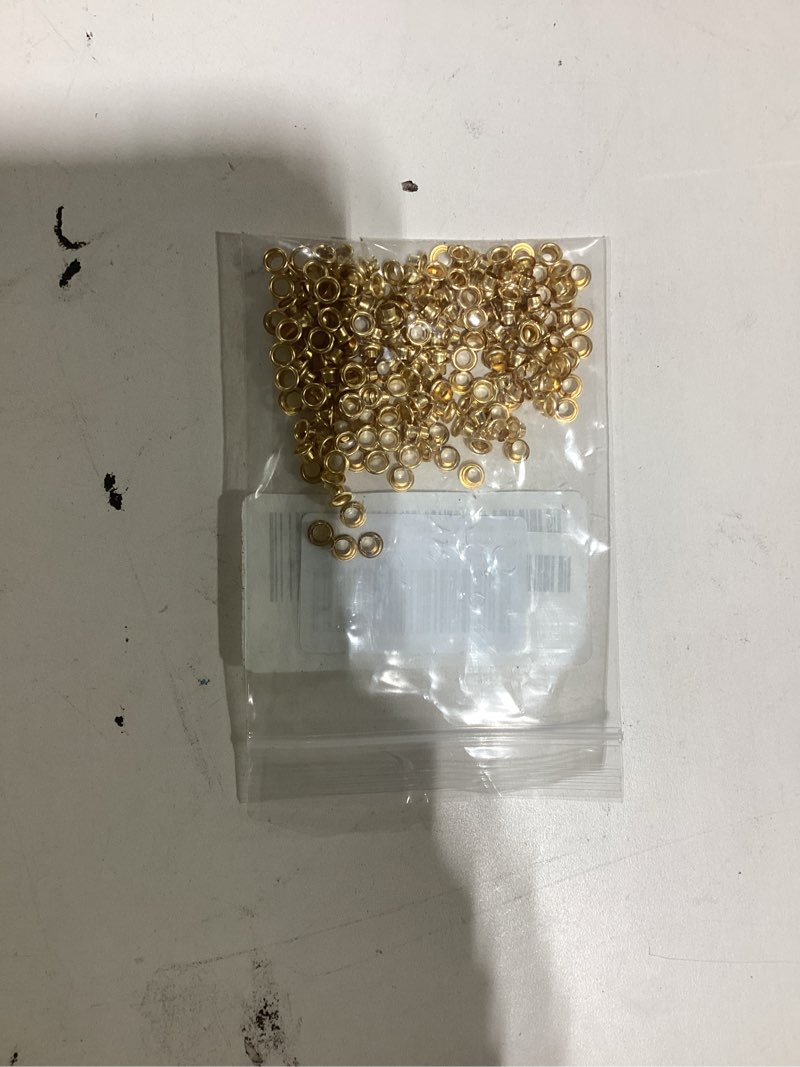 Condition photo showing As Is for waziaqoc 200pcs 1/8inch id grommets eyelets, 3 mm hole self backing eyelet for bead cores, clothes, leather?jewelry, gold gold 3mm; 200pcs