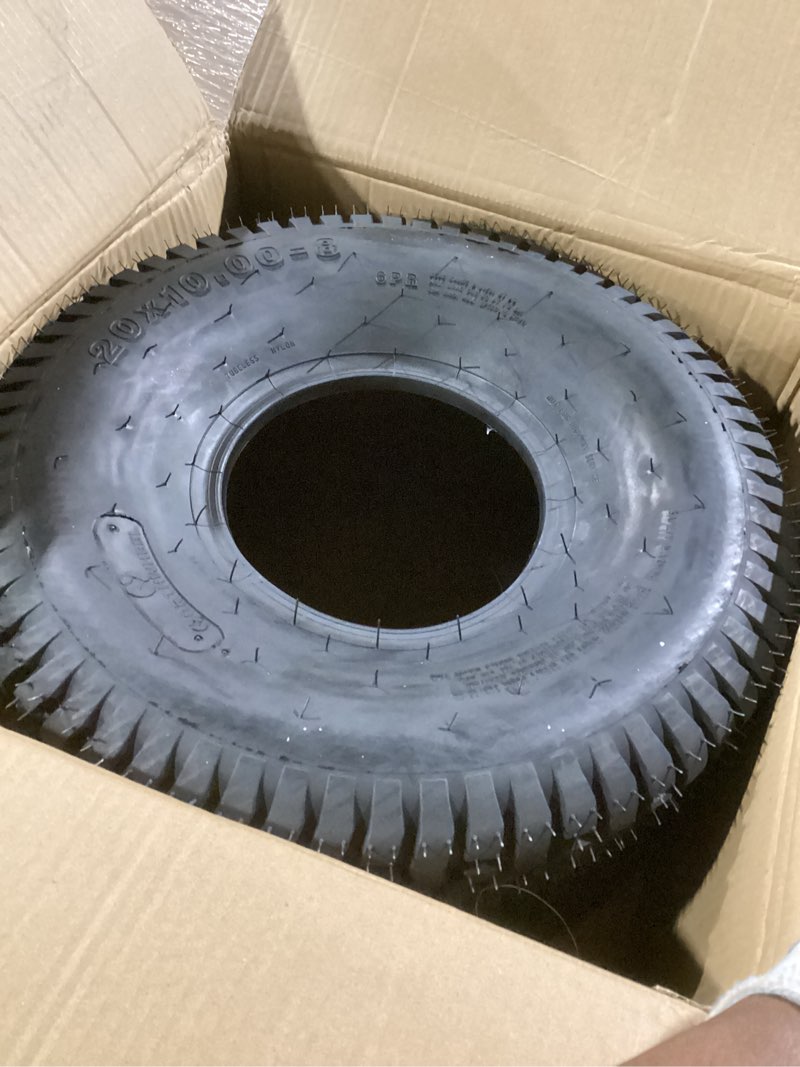 Condition photo showing Good Condition for tripower turf tires 20x10.00-8 for lawn mower and garden tractor, 6pr tubeless, 750lbs capacity, 1 pack