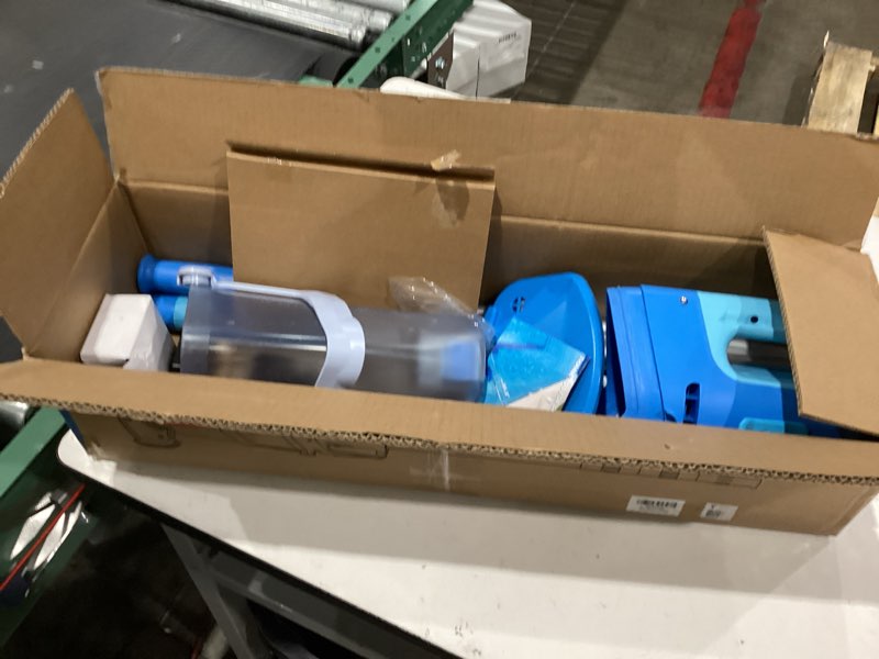 Condition photo showing As Is for cordless pool vacuum above & inground pools, powerful 1590 gph suction,handheld telescopic pole up to 85.45", 1h runtime, 2l debris bin, rechargeable pool cleaner for spas & hot tubs