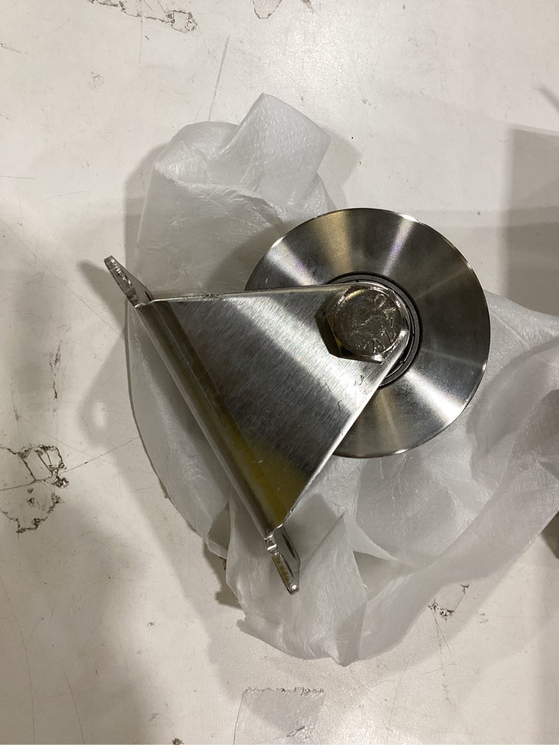 Condition photo showing New/Like New for 3in v groove wheel stainless steel heavy duty caster wheels,sliding gate wheels v-shaped plate caster for v track rail,track sliding, moving door sliding, lifting cargo load, machine parts