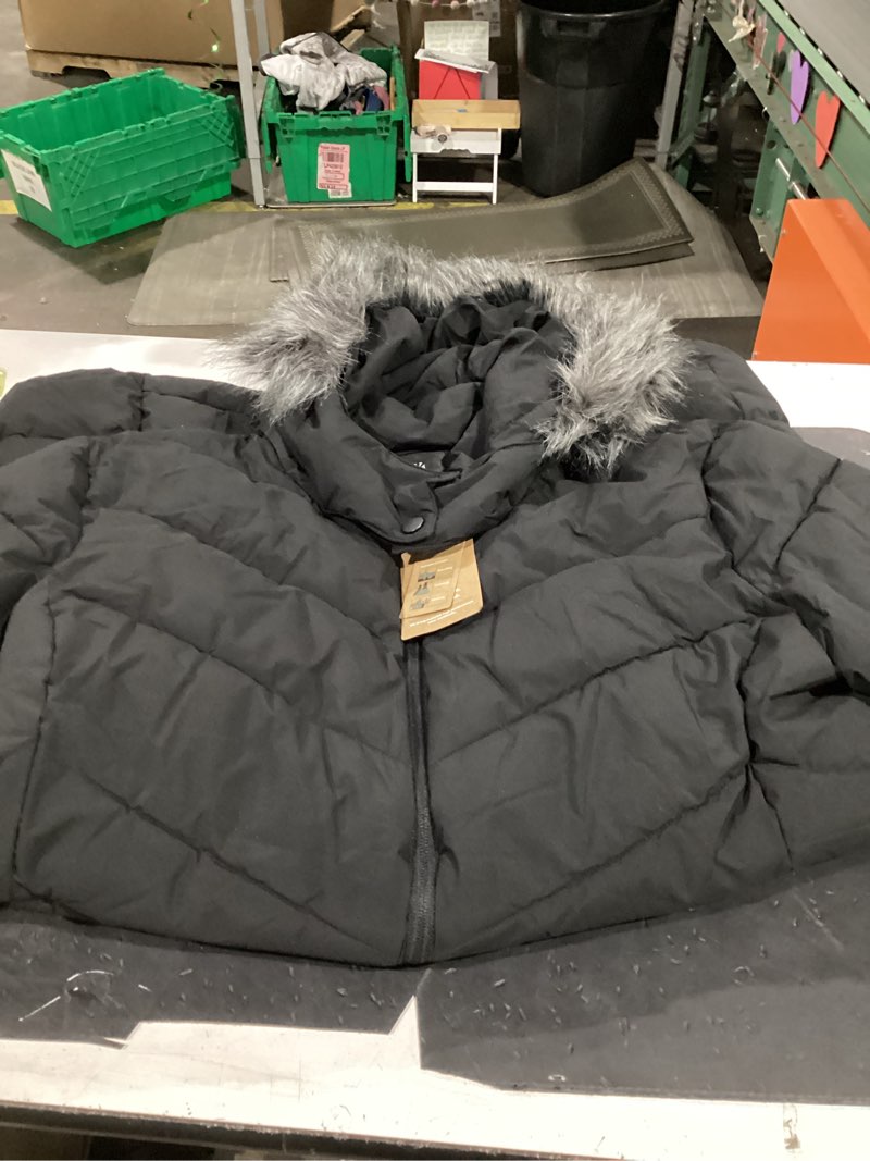 Condition photo showing New/Like New for wantdo women's long quilted winter coat thicken puffer jacket with faux fur hood 2xl black