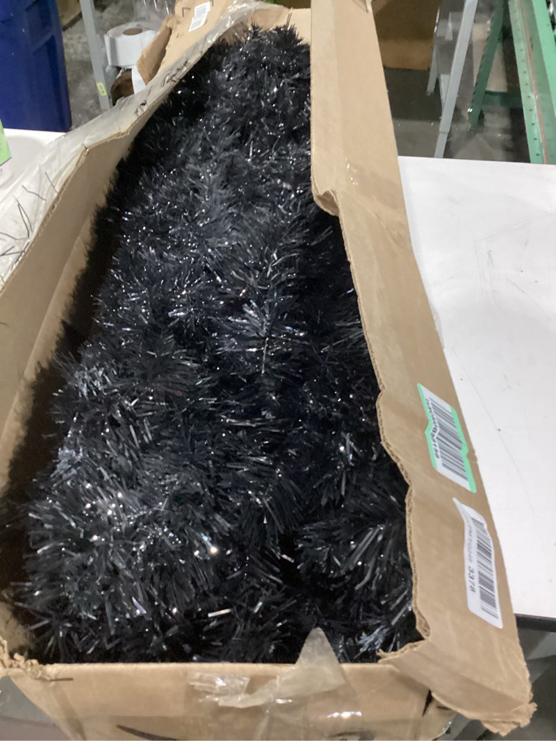 Condition photo showing As Is for KTKDE 6ft Artificial Black Christmas Tree Outdoor Black Halloween Tree Decorations with 1005 Tips Led String Lights Pencil Christmas Tree Indoor Holiday Office Party Decorations Black 6ft