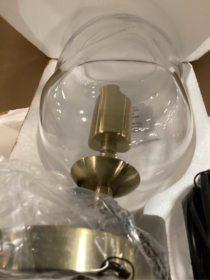 Condition photo showing New/Like New for casamotion glass pendant light gold and clear organic globe ceiling hanging fixtures modern industrial ambient lighting over kitchen island sink bar counter porch small medium lamp 8 inch h clear+gold 8"h-1 pack