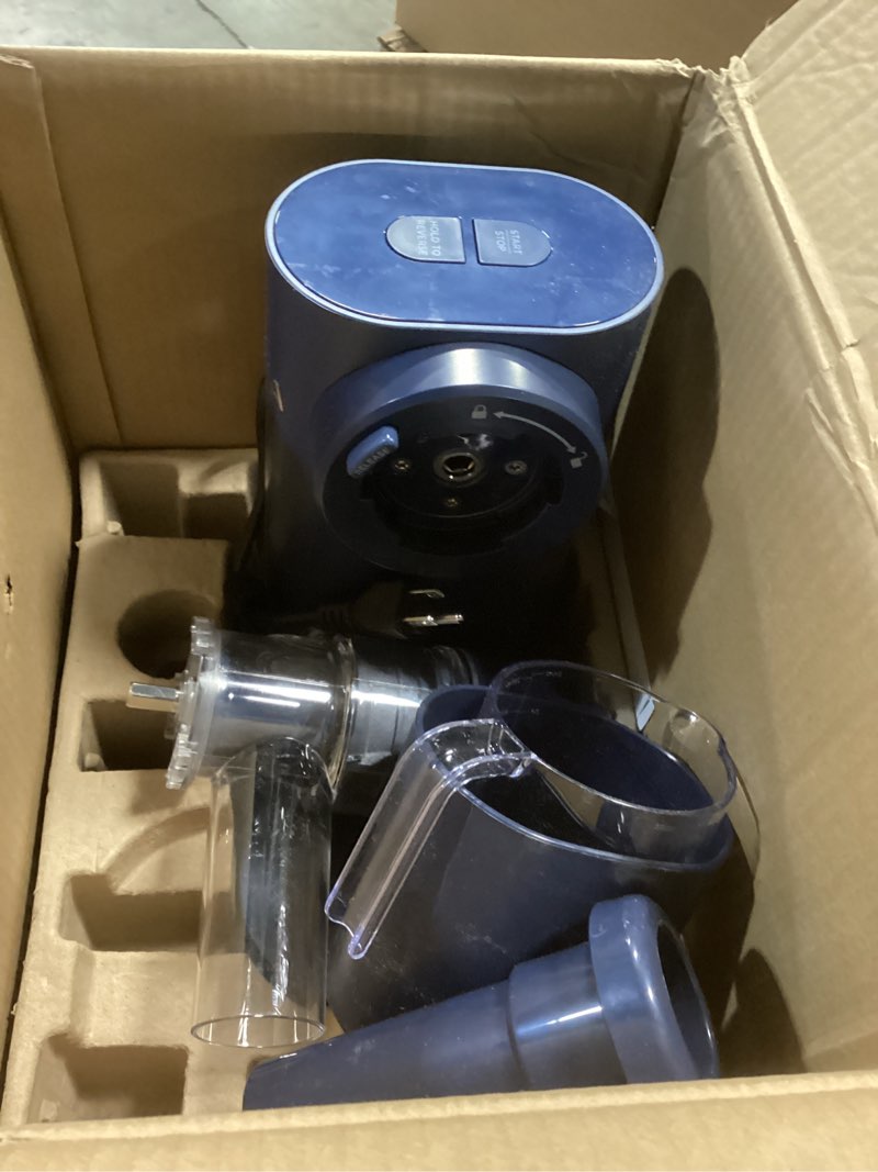 Condition photo showing Good Condition for Ninja NeverClog Cold Press Juicer, Powerful Slow Juicer with Total Pulp Control, Countertop, Electric, 2 Pulp Functions, Dishwasher Safe, 2nd Generation, Blue/Navy, JC151NV Blueberry