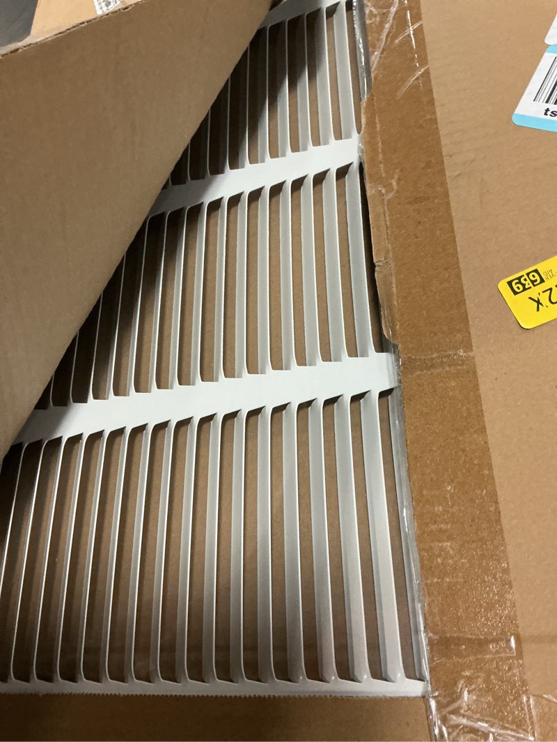 Condition photo showing Good Condition for fits 26x18 duct opening | steel return air grille by handua | vent cover grill for sidewall and ceiling | white | hvac cold air intake grille | outer dimensions: 27.75"w x 19.75" 1 26"w x 18"h [duct opening]