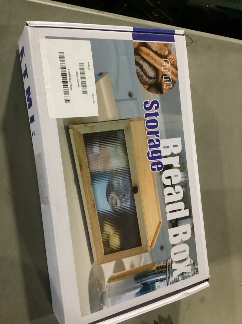 Condition photo showing New/Like New for Vintage Bread Box for Kitchen Countertop - Retro Brown Bread Storage Box Breadbox Brown Plus