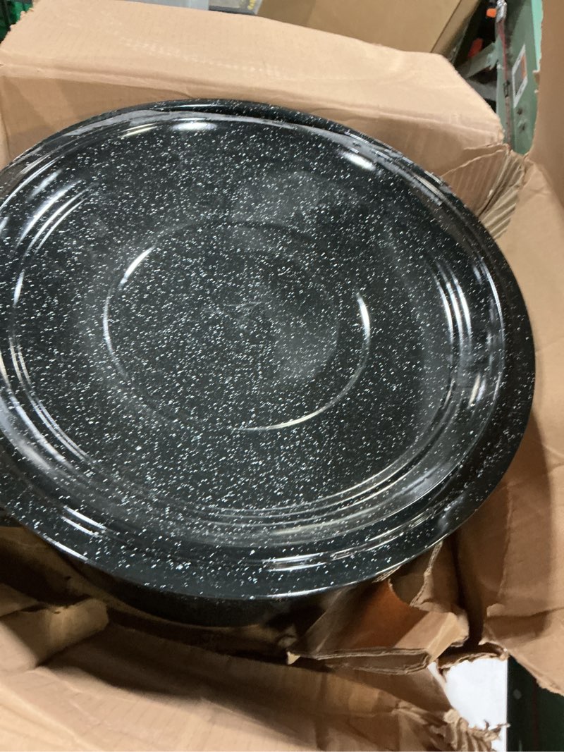 Condition photo showing As Is for Granite Ware Water Bath Canner with Collapsible Jar Rack, 33 Quarts - Durable Enamel Steel Pot for Efficient Canning & Cooking, Non-Stick Surface - Safe for Gas & Electric Stovetops (Speckled Black)