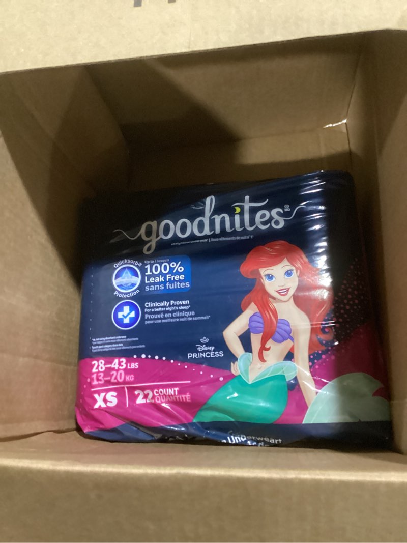 Condition photo showing New/Like New for Goodnites Girls' Nighttime Bedwetting Underwear, Size Extra Small (28-43 lbs), 15 Ct, Packaging May Vary X-Small 15