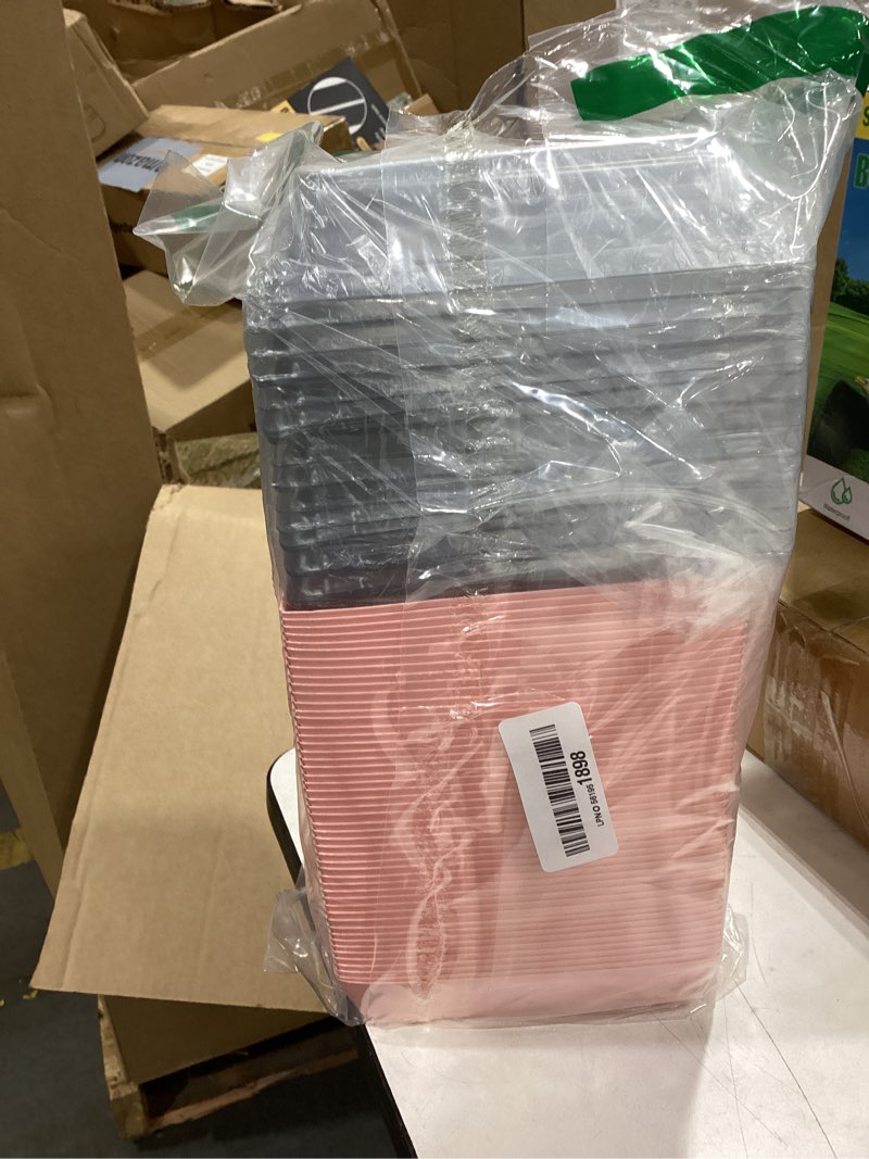 Condition photo showing New/Like New for 100 pcs charcuterie boxes with clear lids 5 inch disposable mini square charcuterie boxes paper bakery food containers for valentine's day family party sandwich sushi cookie cake fruits slice (pink)