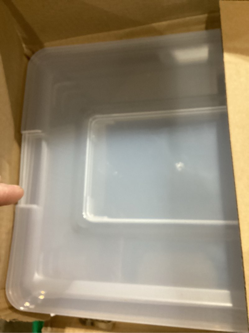 Condition photo showing Good Condition for Plastic Storage Containers Clear Craft Storage Bins with Grey Handle,Organizer Box with Durable Lids Stackable Containers for Organizing Craft and Tools (4 Pack-10 Quart Green)