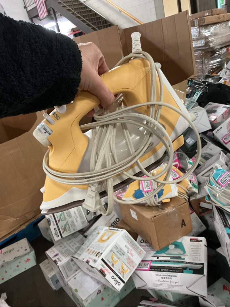Condition photo showing Good Condition for oliso tg1600 pro plus 1800 watt smartiron with auto lift - for clothes  sewing  quilting and crafting ironing | diamond ceramic-flow soleplate steam iron  yellow