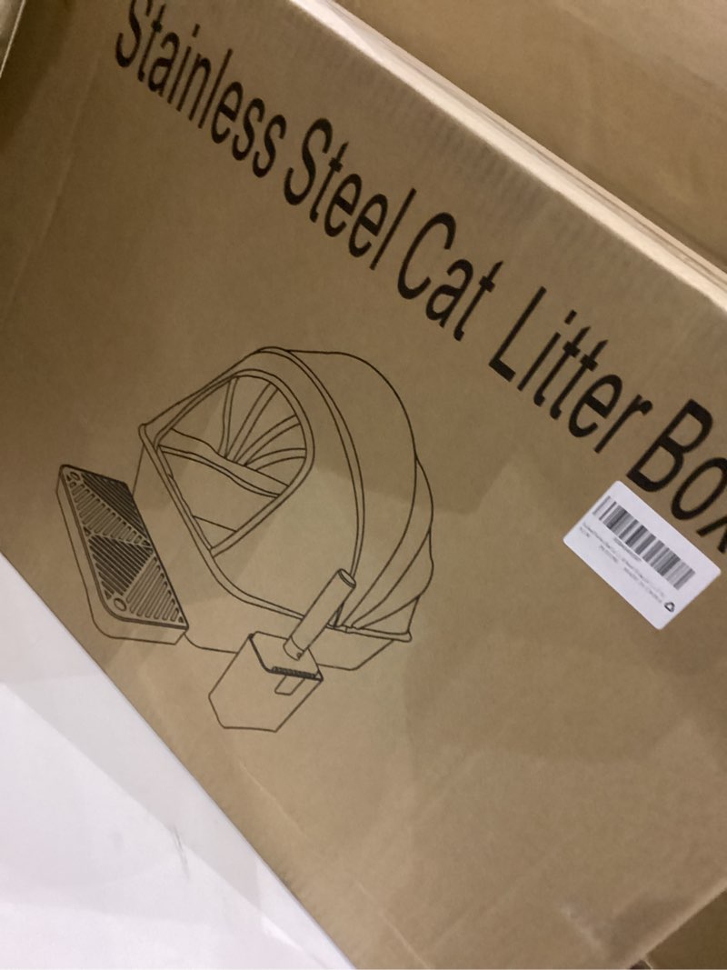 Condition photo showing New/Like New for Enclosed Stainless Steel Cat Litter Box with Oxford Lid, 24" Lx16 Wx17 H Extra Large Litter Box for Big Cats, Anti-Leakage, Odor Control Litter Pan Tray with Litter Scooper,Non Stick Smooth Surface