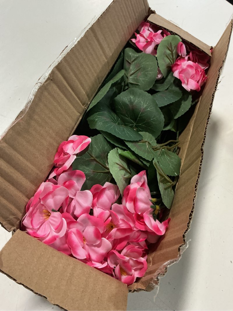 Condition photo showing Good Condition for artificial geranium fake flowers for outdoors decoration, 6 bundles silk geraniums pink flower uv resistant look real faux plants for outside planter front door garden porch patio balcony yard home 6 pink